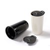 360ml Double Wall Ceramic Coffee Cup with Lid Ceramic Mug No Handle