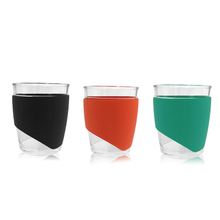 12oz Transparent Clear Borosilicate Glass Coffee Mugs with Silicone Sleeve