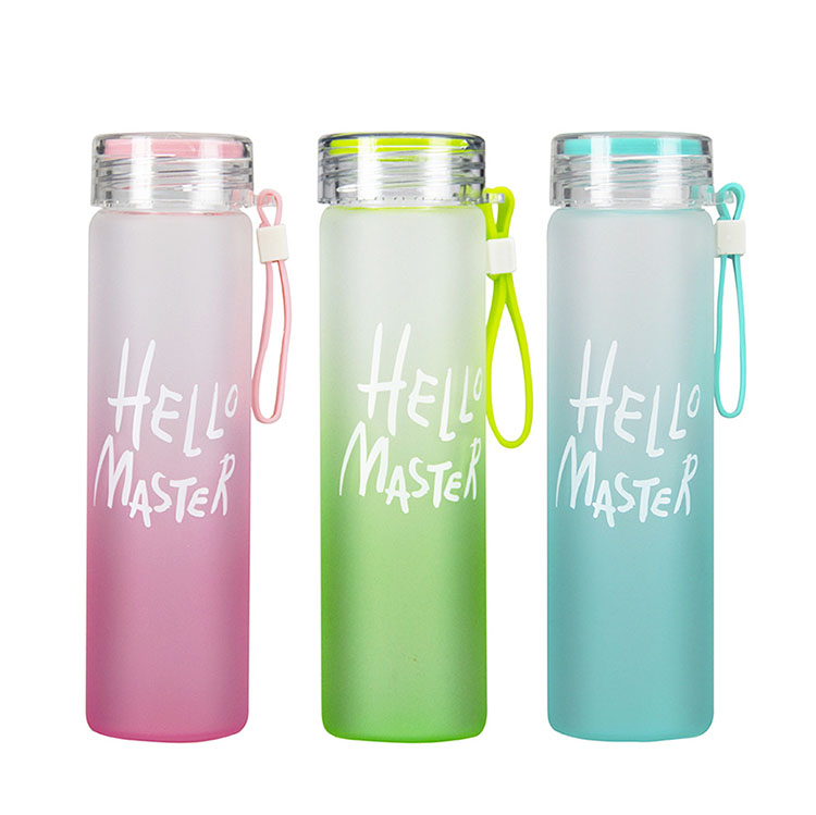 480ml Portable Gradient Color Slim Frosted Glass Water Bottle from ...