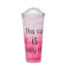 300ml 500ml Gradient Plastic Water Bottle Double Wall Plastic Juice Cup with Straw 