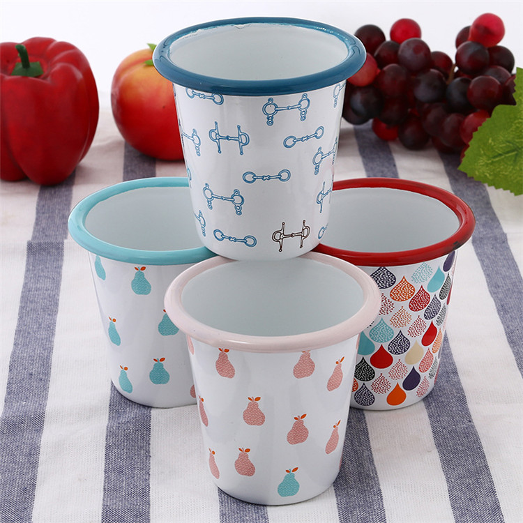 310ml Wholesale Personalized Enamel Cup Printing Enamel Mugs No Handle
