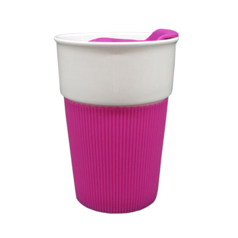 380ml Bone China Personalised Ceramic Coffee Mugs Take Away Mugs with Plastic Lid 