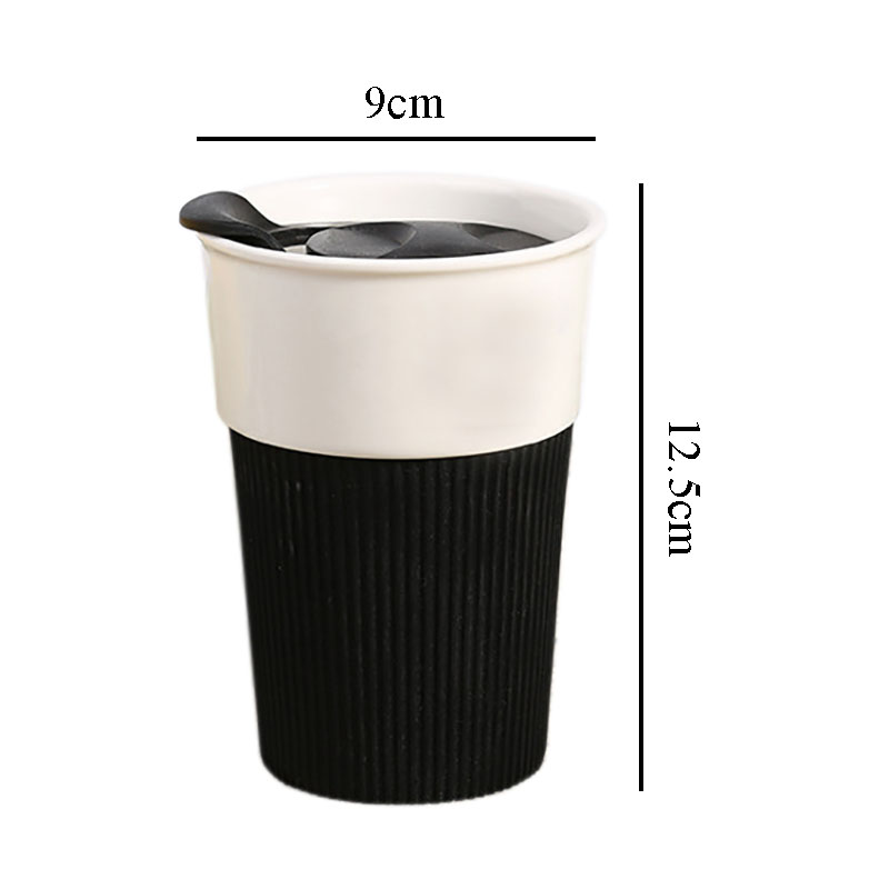 380ml Bone China Personalised Ceramic Coffee Mugs Take Away Mugs with Plastic Lid 