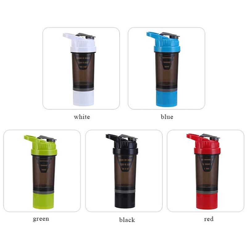 500ml Bpa Free Gym Double Layer Plastic Water Bottle Protein Shaker Bottle
