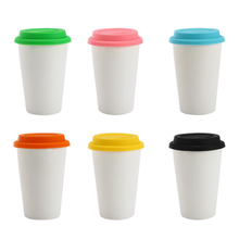 380ml High Quality Silicon Lid White Ceramic Coffee Cup No Handle