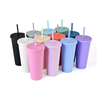 24oz Hot Sell Colorful Double Wall Plastic Straw Tumbler Bpa Free New Design Coffee Mug