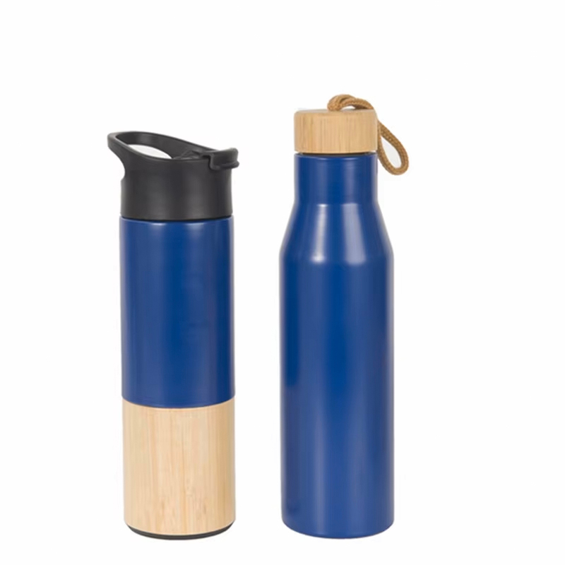 Eco Friendly Products 2024 Custom Water Bottle Double Wall Stainless Steel Bamboo Vacuum Thermos Stainless Steel Tumbler