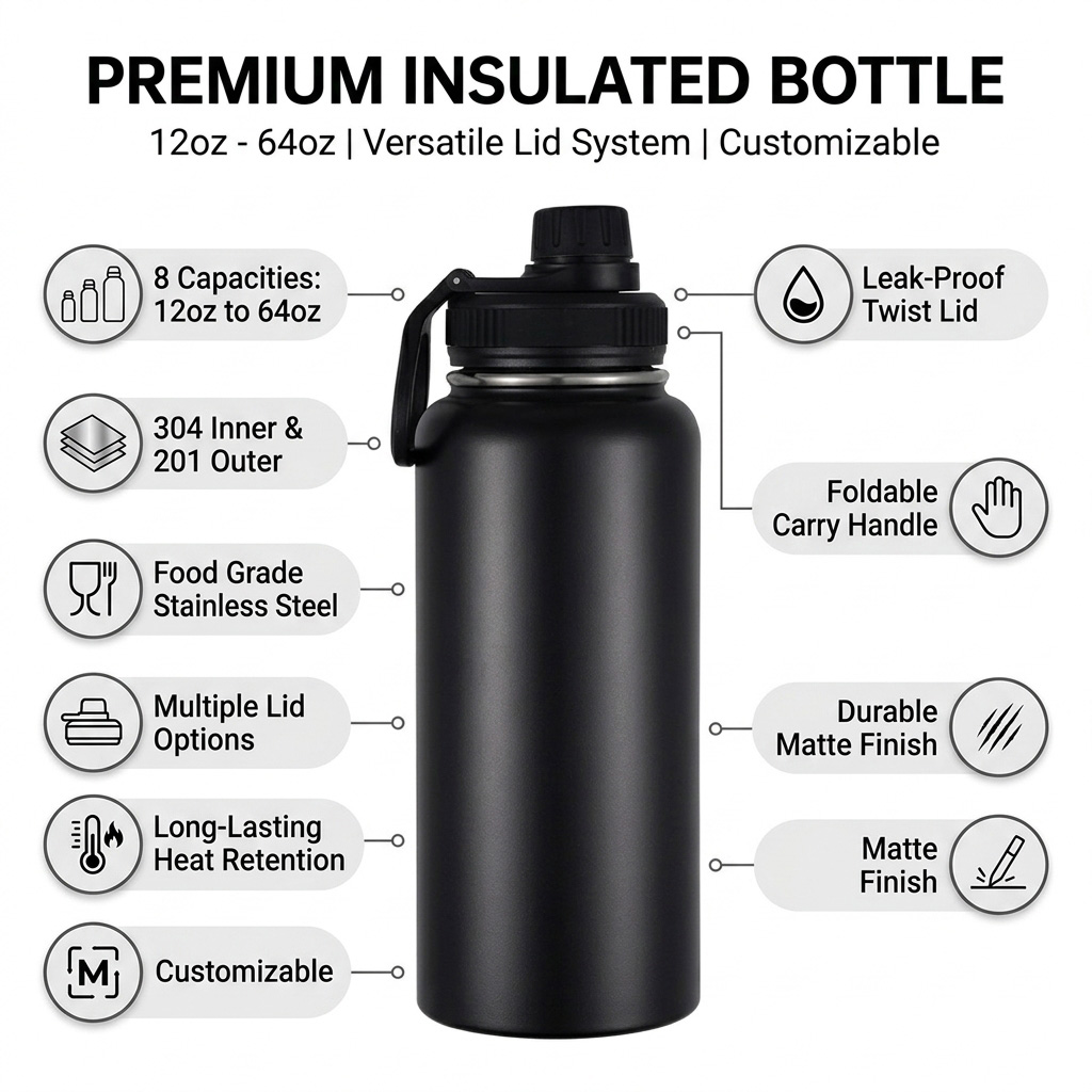Wholesale Large Capacity Insulated Stainless Steel Sports Bottle