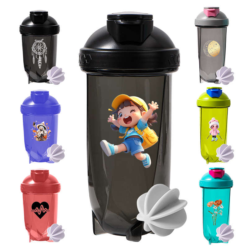 Warehouse Bulk Custom logo Bpa Free 500ml 700ml Shaker Bottles with Lid Protein Mixing Ball for Gym Fitness Training