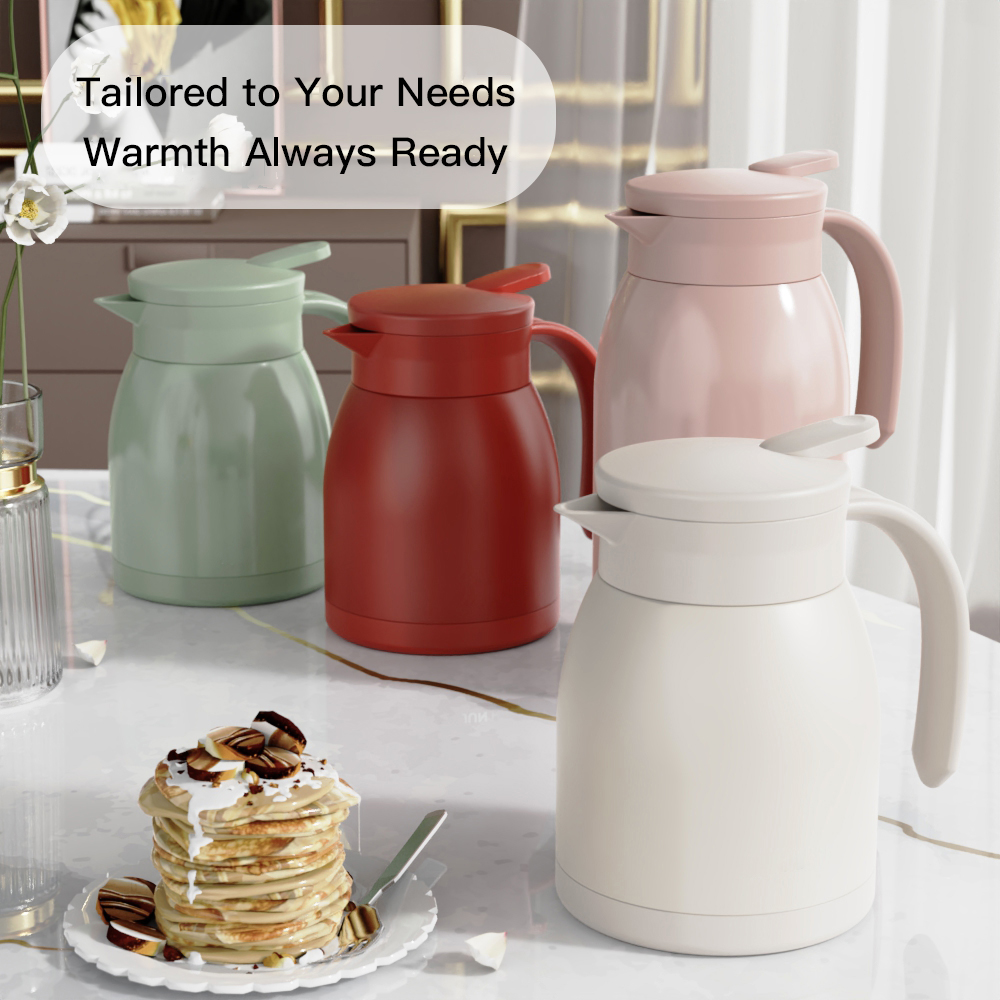 High Quality Wholesale Double Wall Tea Pot Colored Thermal Insulated Coffee Cafe Kettle Stainless Steel Thermos Tea Pot