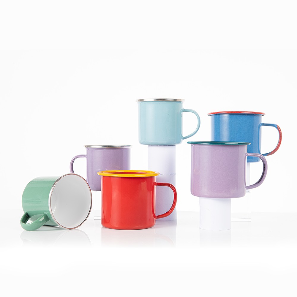 Wholesale Non Toxic Food Safe Galaxy Colored Customized Enamel Tableware Metal Steel Camping Outdoors Coffee Enamel Mugs Cup