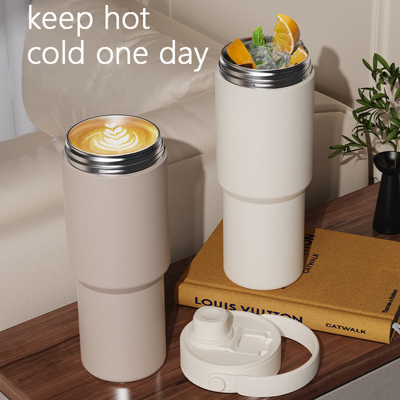 Custom Loog Straw Drink Travel Coffee Tumbler Thermal Mug High Quality SUS316 Stainless Steel Tumblers with Straw Tea Infuser