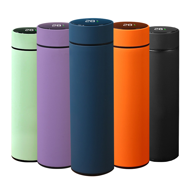 Stainless Steel Insulated Vacuum Flask Smart Water Drinking Bottle with Digital Led Temperature Display Lid Thermos