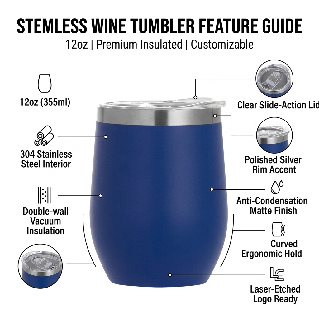 Wholesale 12oz Stainless Steel Egg Shape Wine Tumbler
