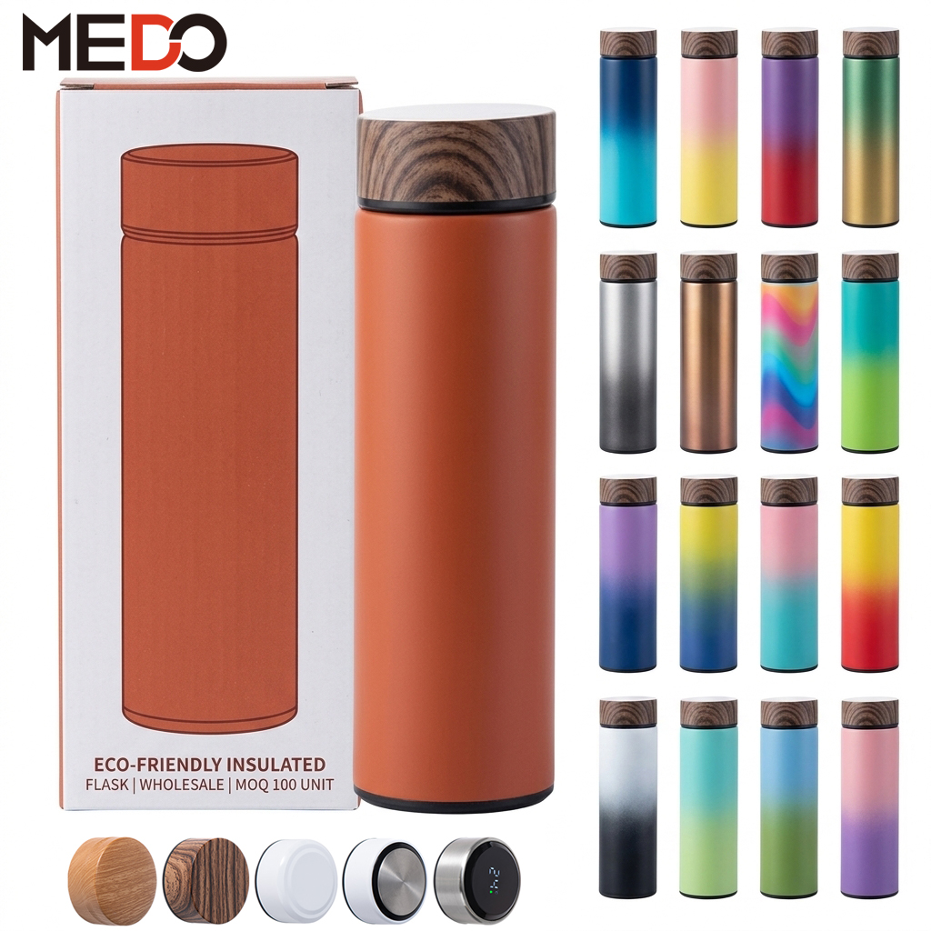 Wholesale Wooden Grain Insulated Stainless Steel Water Bottle