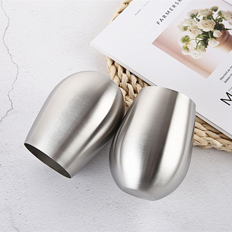 18oz Stainless Steel Wine Tumbler Custom Single Wall Coffee Mug Insulated Egg Shaped Cup