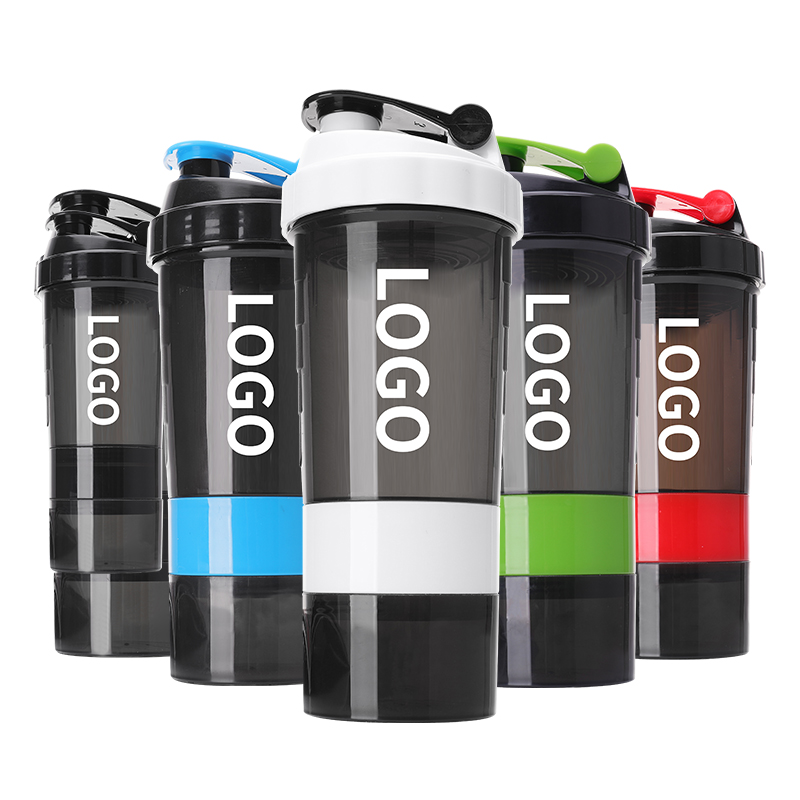 Custom Logo 500ml Shaker Bottles with Storage for Sports Gym Fans