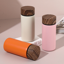 Wholesale Hot Sales 280ml Pocket Stainless Steel Water Bottle with Durable Wood Grain Lid