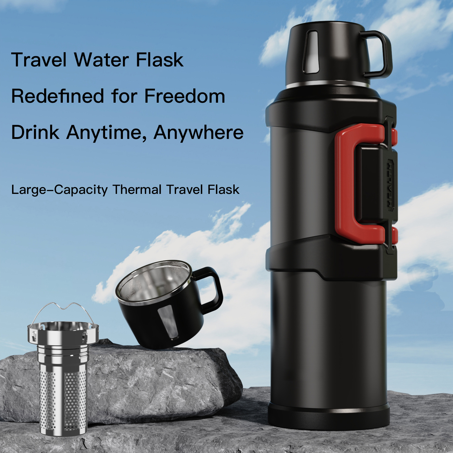 Large Capacity Custom LOGO 304 /316 Stainless Steel Thermos Portable Outdoor Vacuum Kettle Insulated Travel Water Bottles