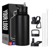Custom Logo Pink Insulated Sport Travel Thermal Soft Rubber Paint Double Wall Stainless Steel Water Bottle