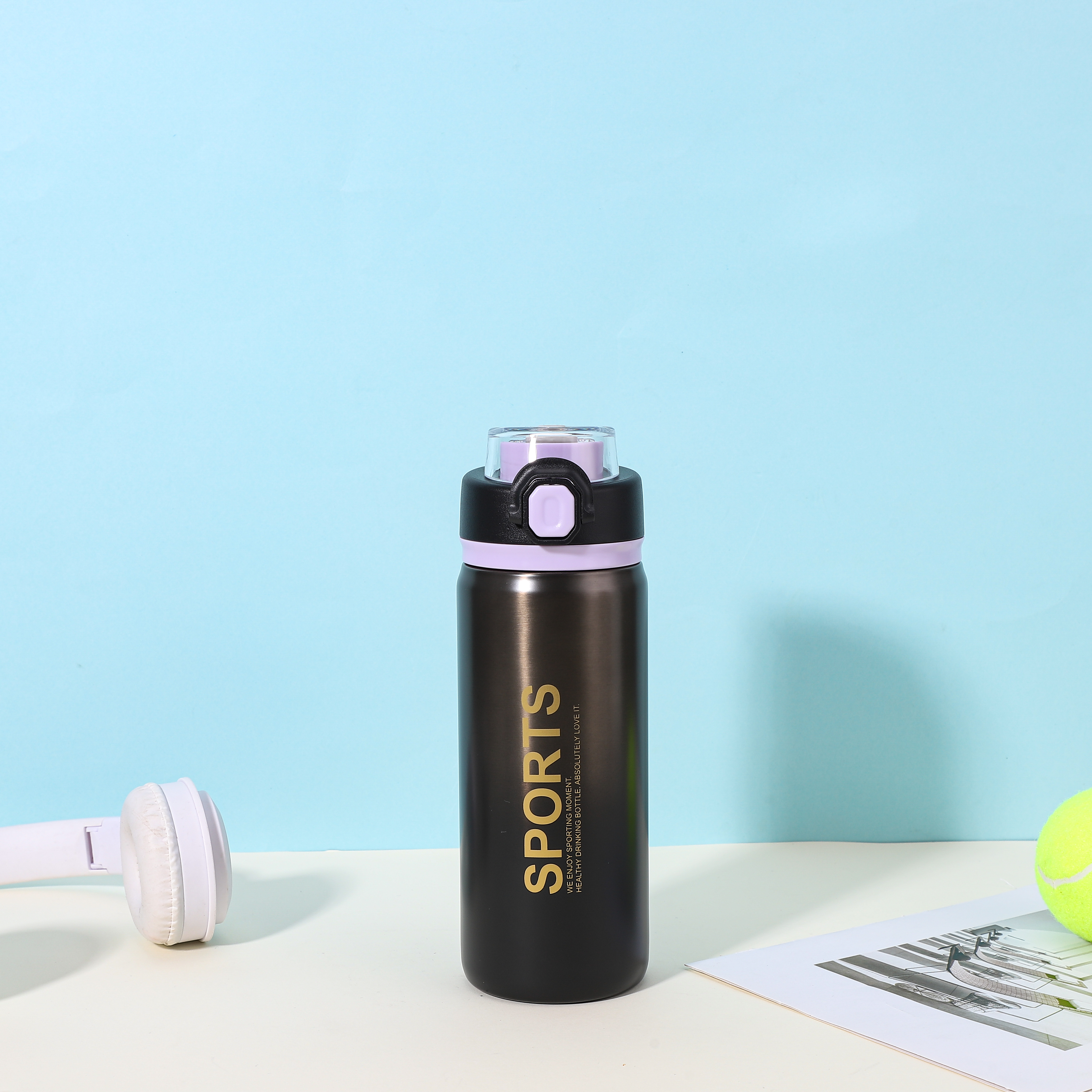 New Arrival Factory Wholesale Custom logo Sports Stainless Steel Vacuum Water Bottle with Lid Straw for Travel Camping