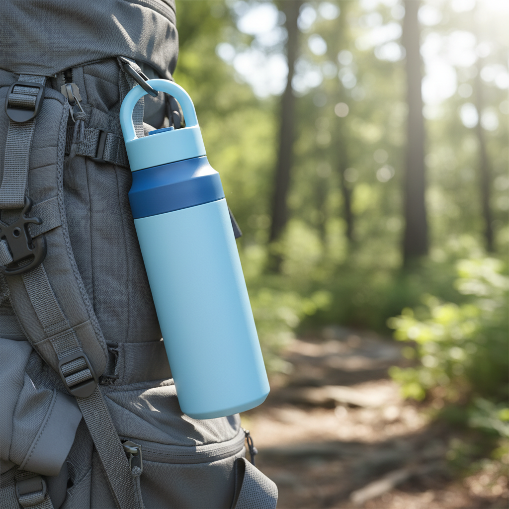 550ML Insulated Stainless Steel Tumbler with Handle | One-Push Leak-Proof Lid | BPA-Free Threadless Travel Water Bottle for Gym Camping