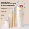 900ml Cute Tumbler with Handle and Straw | 316 Stainless Steel Insulated Cup | Custom Pattern Travel Mug for Women Girls