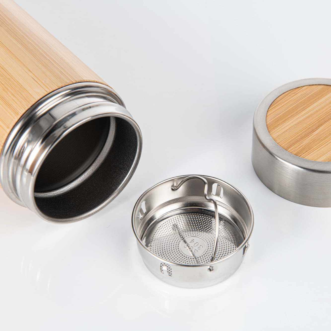Hot Sale Factory Bamboo Stainless Steel Water Bottle Thermo Cup Vacuum Flask Coffee Bottle