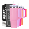Wholesale Custom Logo Print Powder Coated Double Wall Stainless Steel 40OZ Travel Mug Insulated 40z Tumbler With Handle