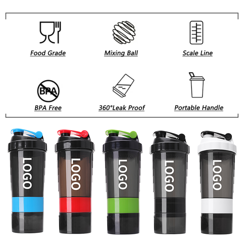 Hot Sales Wholesale 500ml BPA-Free Shaker Bottles with Storage for Shakers Protein Shaker Hot/Cold Gym Drinks