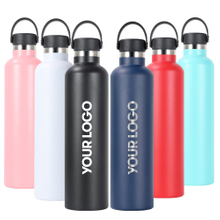 16oz 20oz 24oz 32oz Custom Logo Double Wall Vacuum Insulated Stainless Steel Thermos Water Bottle With Bamboo Lid