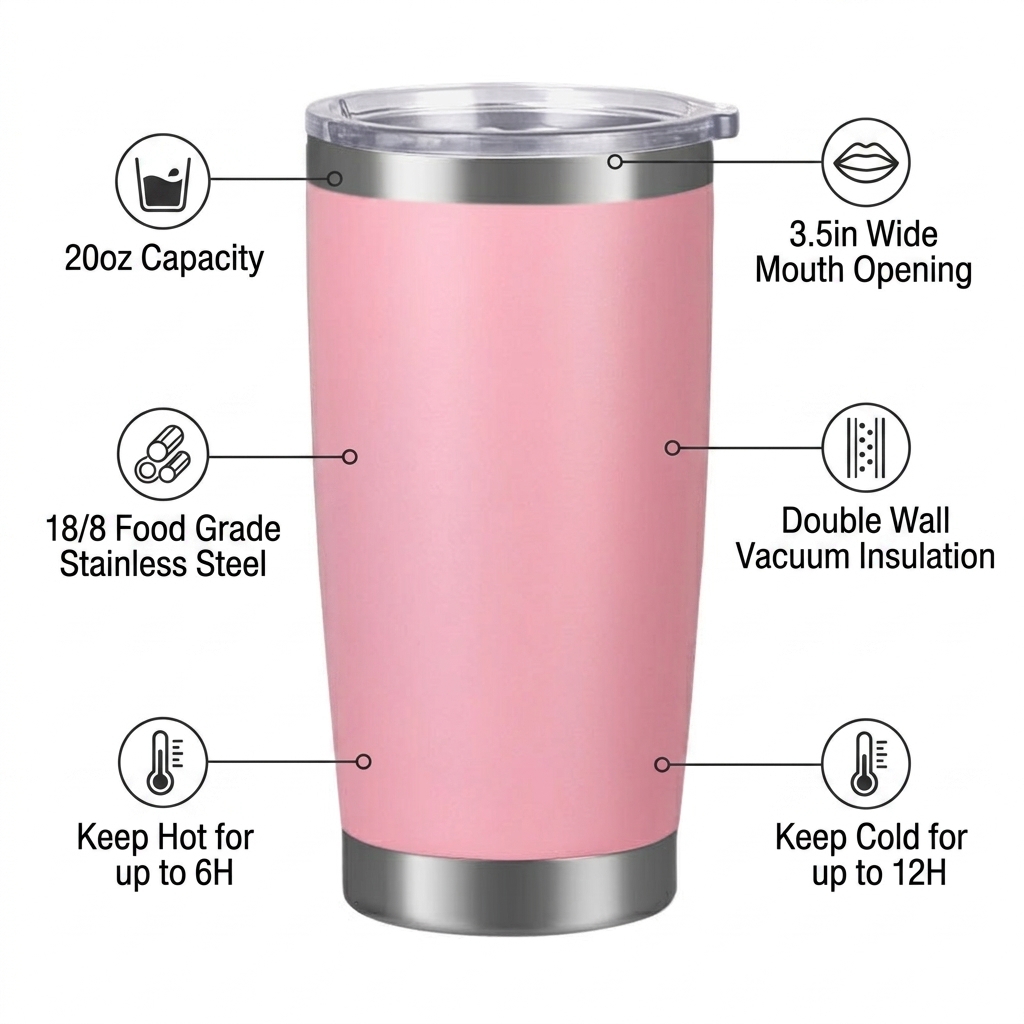 Wholesale 20oz Stainless Steel Tumbler with Slide Lid for Car Travel