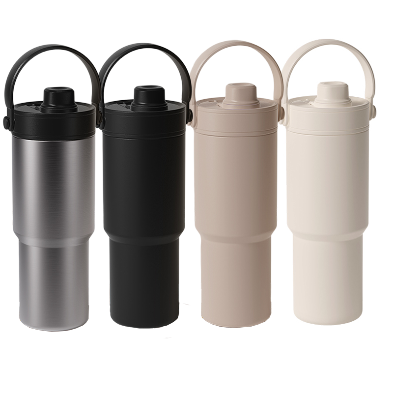 Custom Loog Straw Drink Travel Coffee Tumbler Thermal Mug High Quality SUS316 Stainless Steel Tumblers with Straw Tea Infuser