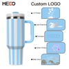 Wholesale OEM Custom Striped Stainless Steel Tumblers 20oz 30oz 40oz Vacuum Cups with Travel Sports Lids