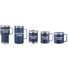Wholesale OEM/ODM Manufacturer Custom Logo Mug Cups Double Wall Stainless Steel Coffee Cup with Handle Lid