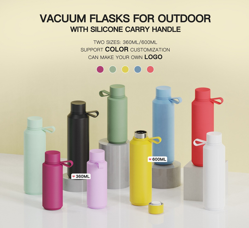 12OZ/20OZ Double Wall Insulated Cup Outdoor Sports Water Cup Vacuum Insulated Matte Coated Water Bottle with Handle