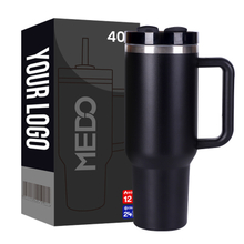 Wholesale Custom Logo Print Powder Coated Double Wall Stainless Steel 40OZ Travel Mug Insulated 40z Tumbler With Handle