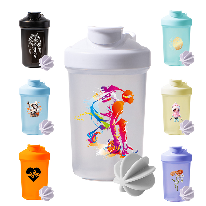 Wholesale Graphic Customization Food Grade Sports Plastic Protien Shaker Bottle with Protein Mixing Ball for Outdoor Gym