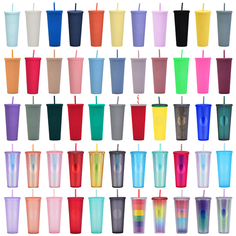 OEM Wholesale Bulk Order Plasitc Water Bottle From Factory Tumbler Coffee Mug Customized Packaging with Straw Lid