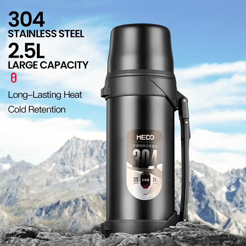 Large Capacity Portable 304 Stainless Steel Outdoor Vacuum Flask Kettle Insulated Travel Water Bottle With Tea Cup