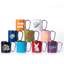 200ml 300ml Outdoor Camping Travel Portable Stainless Steel Coffee Cup Double Walled Carabiner Mug with Handle