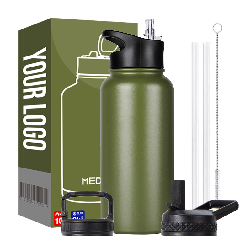Custom Laser Logo Thermos Water Bottle Double Wall Sport Stainless Steel Hot Insulated Water Bottles Gym Water Bottle