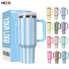 2025 New Striped Tumbler 40oz Custom Logo Stainless Steel Vacuum Cup Tumbler with Straw for Camping Travel