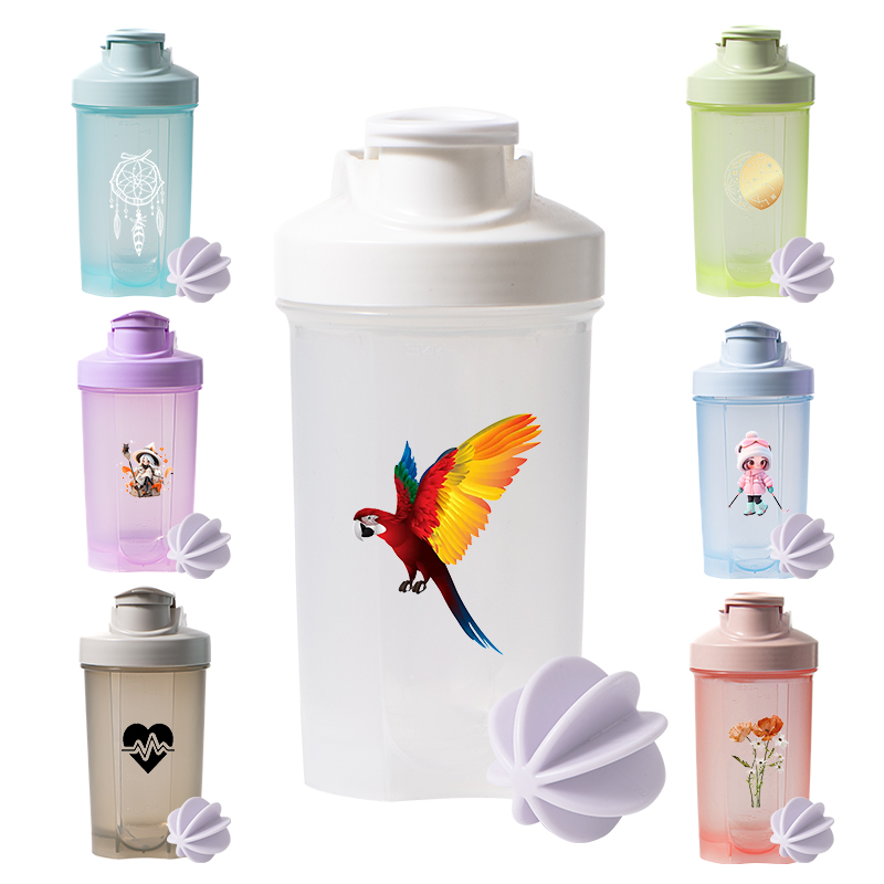 Factory Sales BPA-Free Plastic Cups Transparent Portable Cute OEM Custom logo Sport Drinking Water Bottle Shaker Cups with Lid