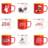 Custom Printed Wholesale 11oz 350 ml Enamel Mugs with Customized Logo Christmas DIY Enamel Cup with Handle Coffee Mugs Cups