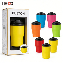 New 300ml Double Wall Vacuum Coffee Cup with Flip Lid | Custom Logo Stainless Steel Travel Mug
