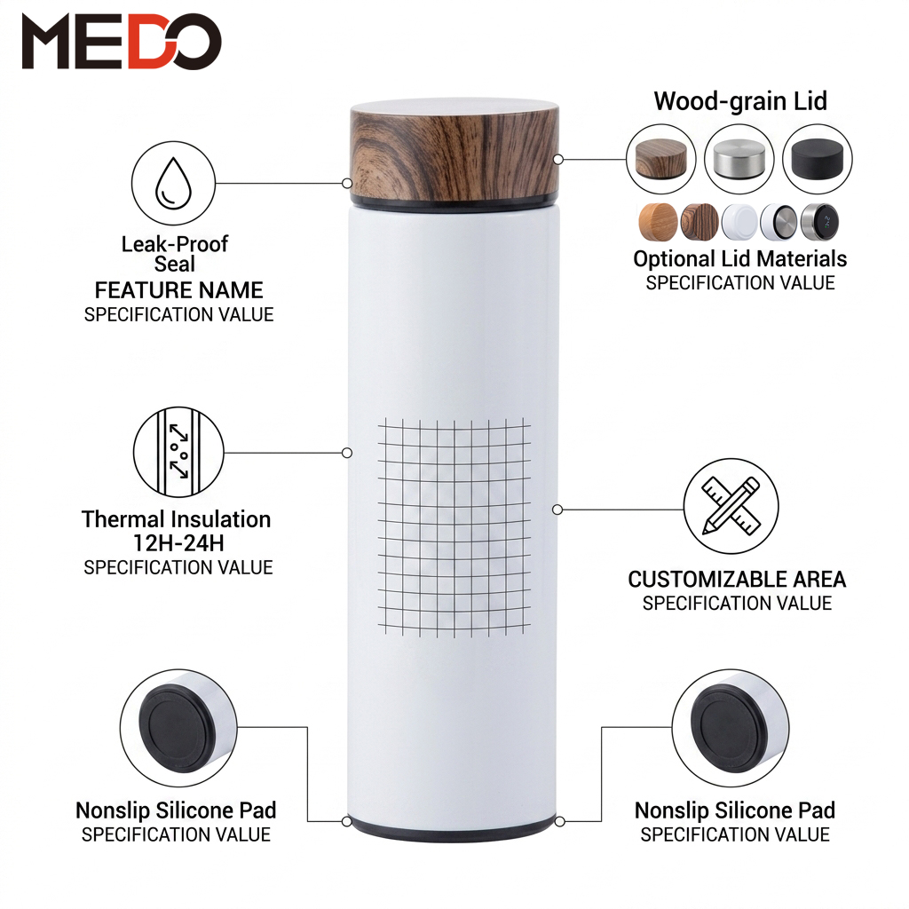 Wholesale Wooden Grain Insulated Stainless Steel Water Bottle