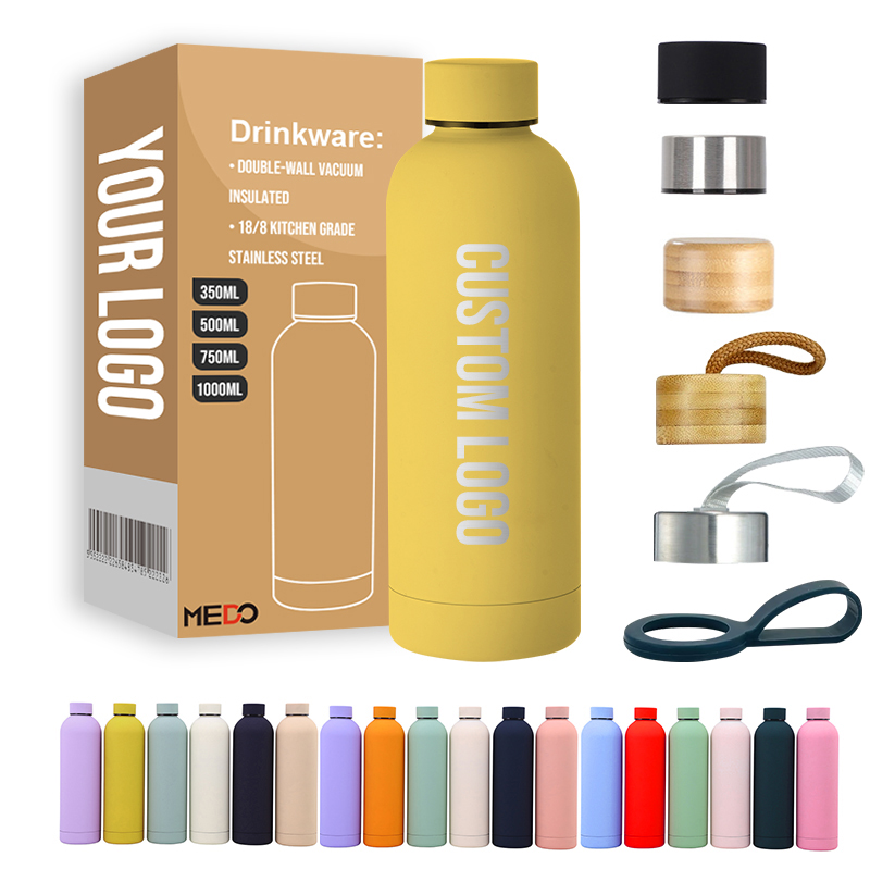 Custom Logo Wholesale Small Mouth Drink Bottles Rubber Paint Sport Cup Vacuum Flask Thermal Stainless Steel Sports Water Bottles