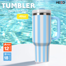 2025 New Striped Tumbler 40oz Custom Logo Stainless Steel Vacuum Cup Tumbler with Straw for Camping Travel
