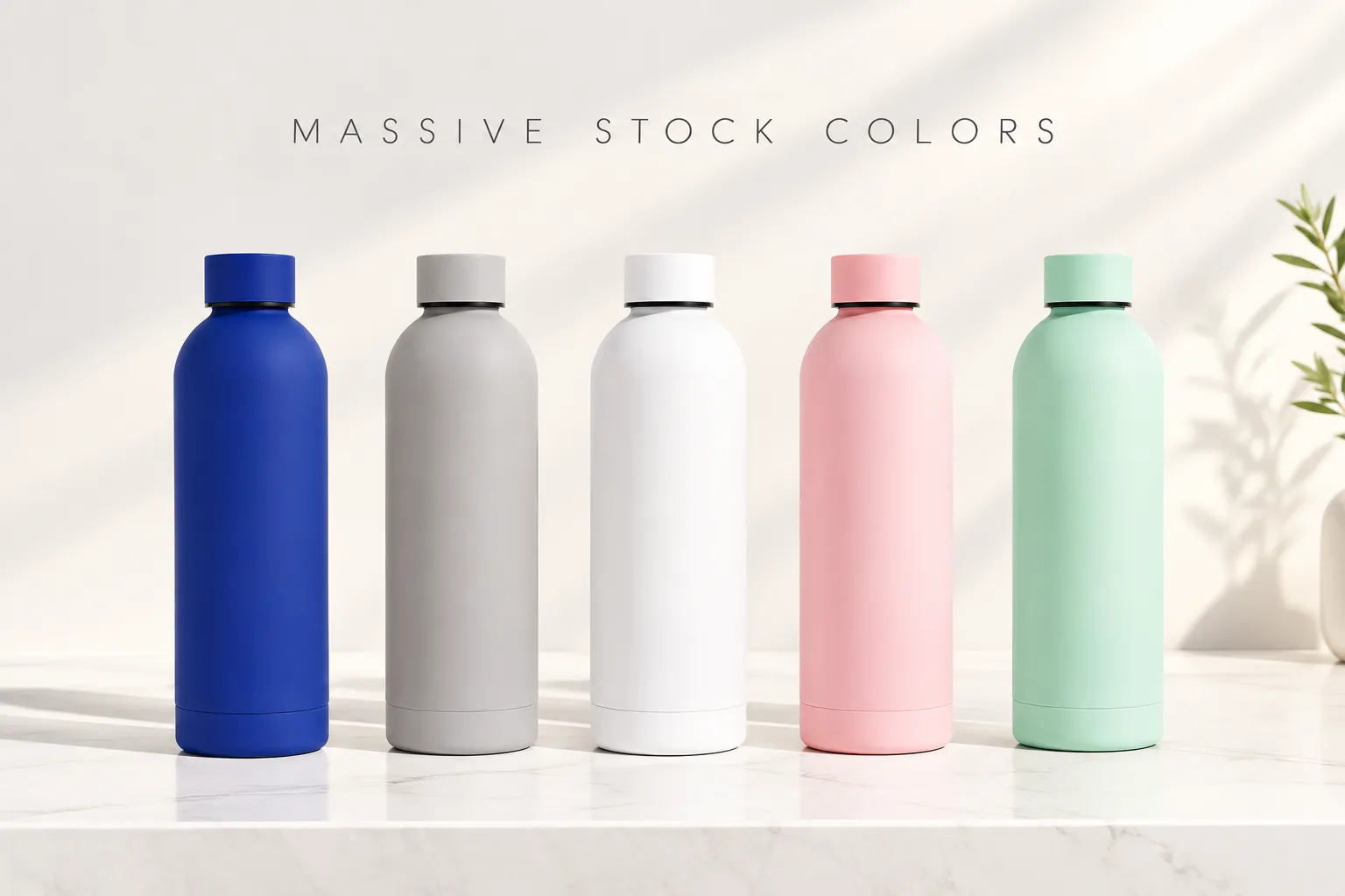 Minimalist five-color bottled product display.webp